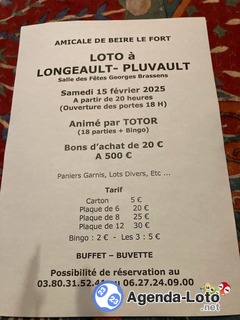 Photo du loto Loto de l amicale de beire le fort