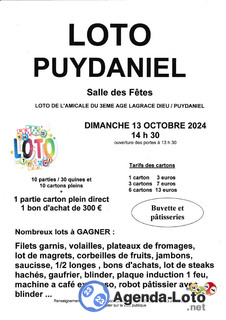 Photo du loto Loto de l'amicale du 3e age de lagrace dieu - puydaniel