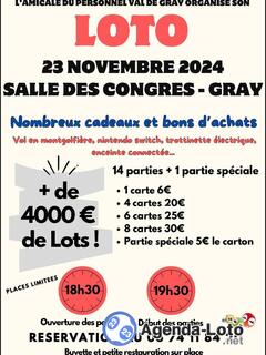 Photo du loto Loto de l'amicale du personnel Val de Gray