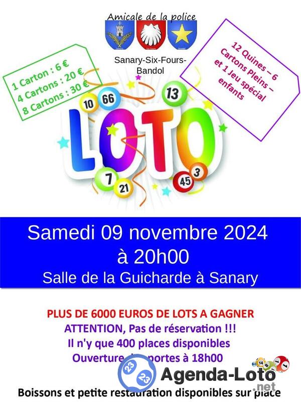 Loto de l'Amicale de la Police de SANARY-SUR -MER