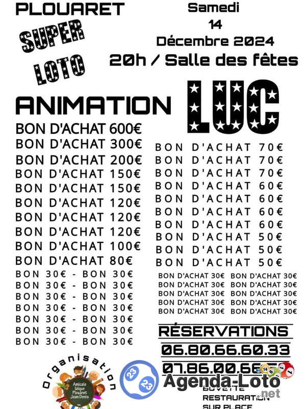 LOTO de l'amicale laïque de Plouaret animé par Luc