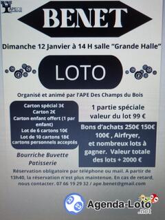 Photo du loto Loto de l'APE des champs du bois