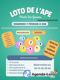 Photo du loto Loto de l'ape de Monts sur Guesnes