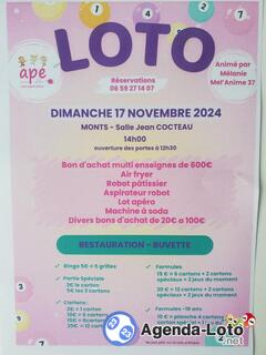 Photo du loto Loto de l'association C'est Monts école animé par Mélanie