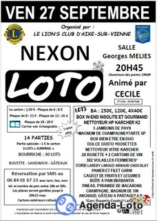 Photo du loto Loto lion s club aixe sur vienne à nexon