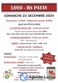 Photo du loto Loto de Noël du Réveil Sportif de Patay Football