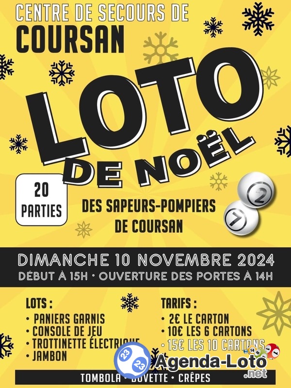 Loto de Noël des sapeurs pompiers de Coursan