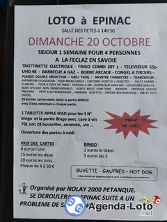 Photo du loto loto de NOLAY 2000 PETANQUE