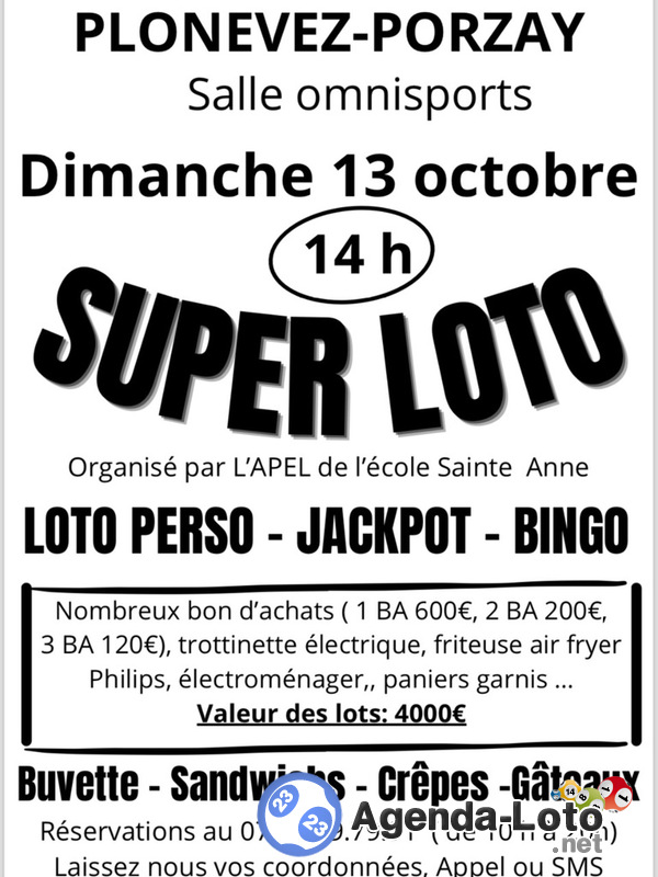 Loto organisé par l’Apel de l’école Sainte-Anne