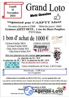 Photo du loto Loto organisé par l’ASPTT Metz