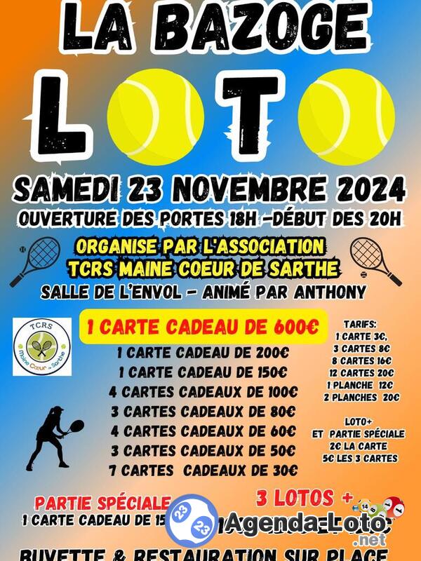 loto organise par l'association TCRS Maine coeur de sarthe