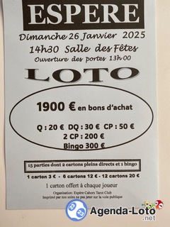 Photo du loto Loto organisé par le Club de Tarot de CAHORS-ESPERE