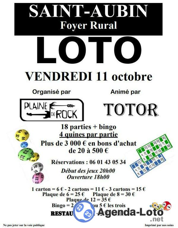 Loto plaine de rock saint-aubin