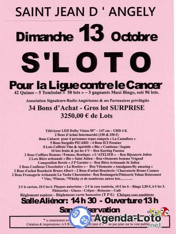 Loto solidaire pour la ligue contre le cancer.