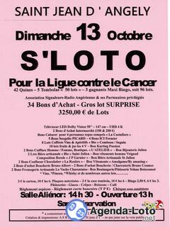 Photo du loto Loto solidaire pour la ligue contre le cancer.