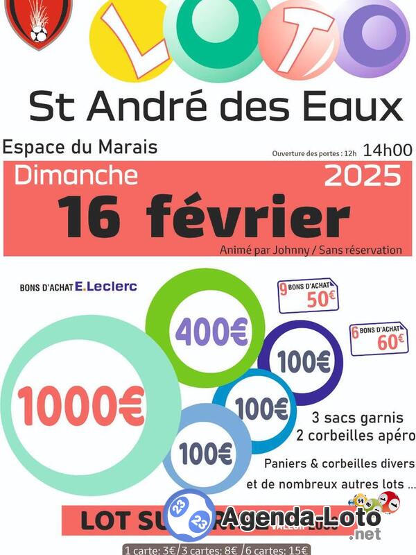 loto spécial bons d achat de la saint André football