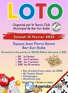 Photo du loto Loto Tennis Club Municipal Bar-sur-Aube