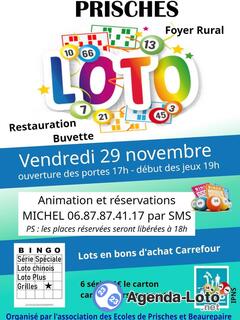 Photo du loto Loto vendredi 29 novembre 19h prisches