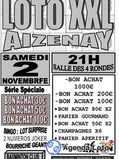 Photo du loto Loto XXL par Loc'Anim, au profit du club Aizenay Badminton