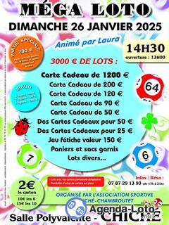 Photo du loto Méga Loto Association Sportive Chiche -Chambroutet