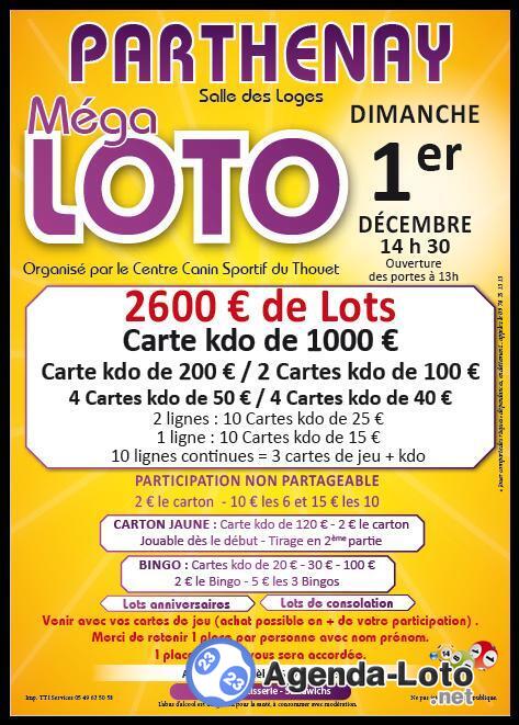 Méga loto du Centre Canin Sportif du Thouet