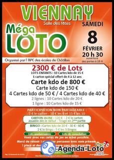 Photo du loto Méga loto de l'APE des Ecoles de Chatillon sur Thouet