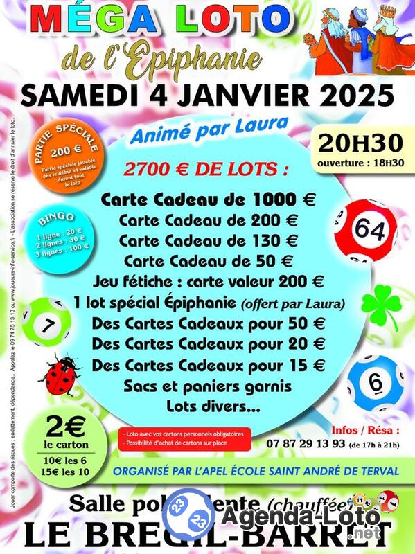 Mega loto de l epiphanie apel ecole saint andre de terval