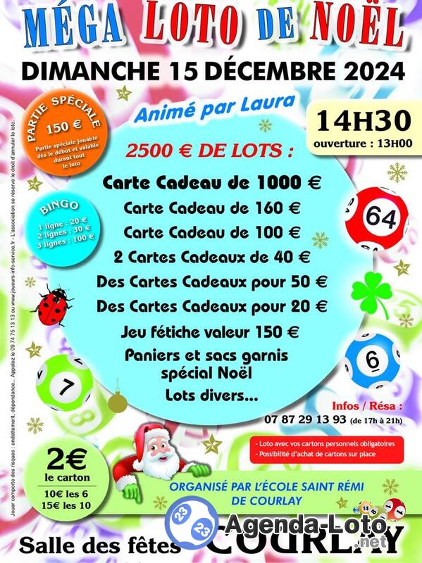 Mega loto de noel ecole saint remi de courlay