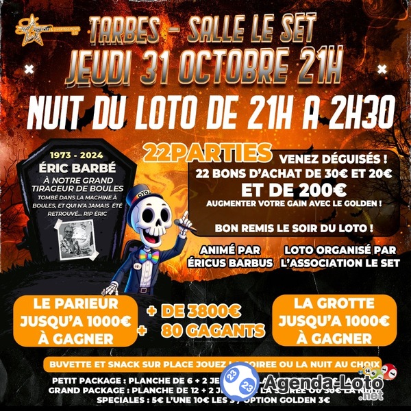 nuit du loto Halloween au SET TARBES