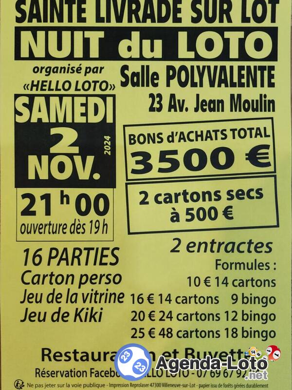 Nuit du loto Sainte livrade