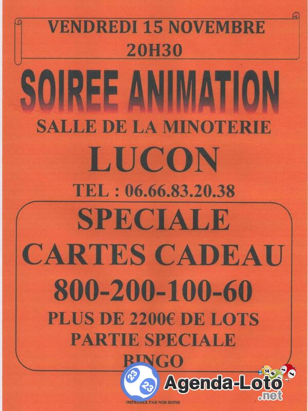 Soirée Animation Loto Spéciale Carte Cadeau