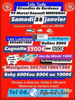 Photo du loto SUPER LOTO 2 grosses cagnottes forfait 20e plus un cadeau