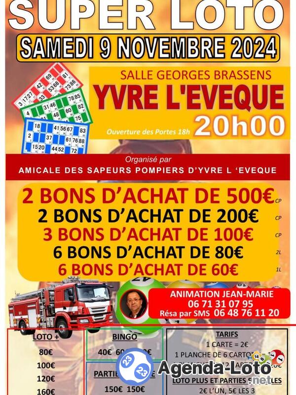 Super loto animation jean marie amicale des sapeur pompiers