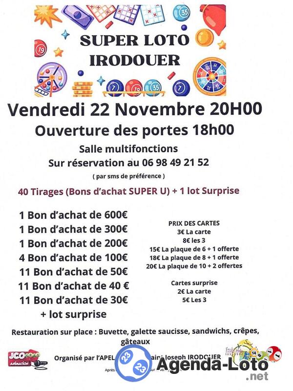 Super loto APEL école St Joseph Irodouer avec JCO