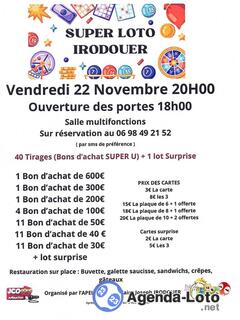 Photo du loto Super loto APEL école St Joseph Irodouer avec JCO