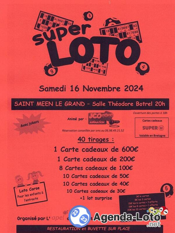 Super loto APEL St Joseph de St Méen avec JCO