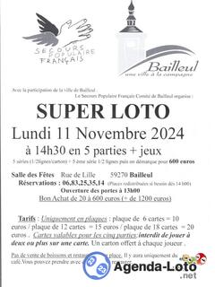 Photo du loto Super Loto à Bailleul(59) en 5 parties Secours Populaire