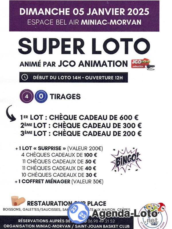 super loto Basket de Miniac Morvan avec JCO