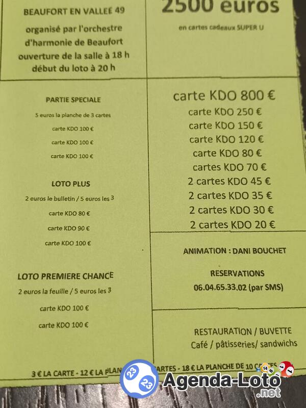 Super loto à Beaufort en Vallée salle platagenets