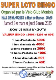 Photo du loto Super loto bingo du velo club montois