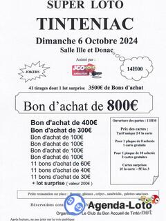 Photo du loto Super loto Club du bon Accueil Tinténiac avec JCO