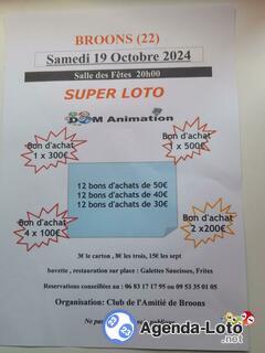 Photo du loto Super Loto de Club de l'amitié Broons animé: Dom Animation