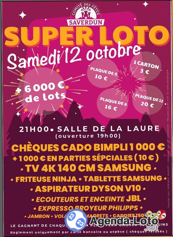 Super loto comité fêtes de saverdun