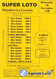 Photo du loto SUPER LOTO Dimanche 10 Novembre 2024 - Montfort Le Gesnois