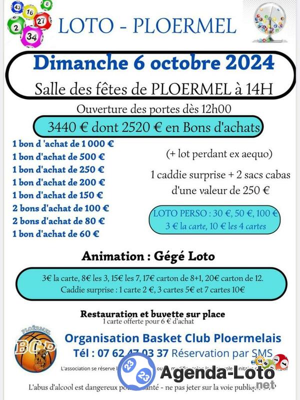 Super loto du Basket Club anim Gégé loto