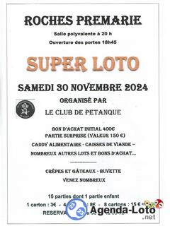 Photo du loto Super loto du club de petanque des roches samedi 30 novembre