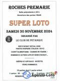 Super loto du club de petanque des roches samedi 30 novembre