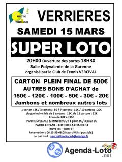 Photo du loto SUPER LOTO du club de Tennis