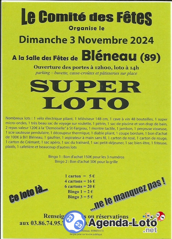 Super loto du comité des fêtes