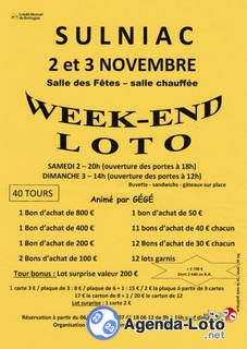 Photo du loto Super loto du Comité de Jumelage Sulniac anim Gégé loto